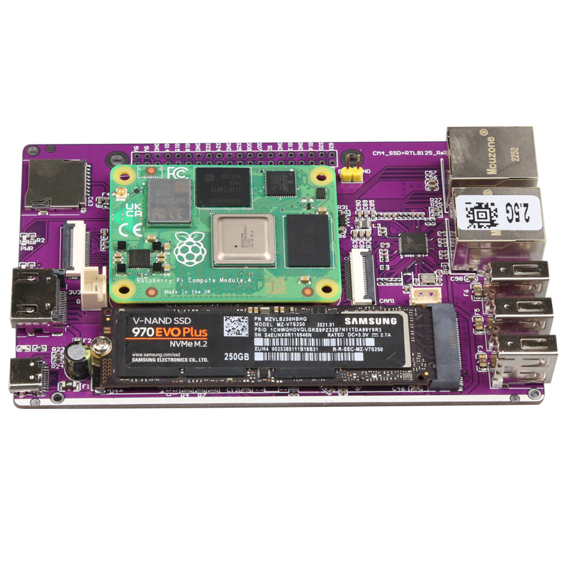 CM4_SSD_双网络扩展板2.5Gbps和千兆网口 PCIE NVME SSD M.2 2.5G