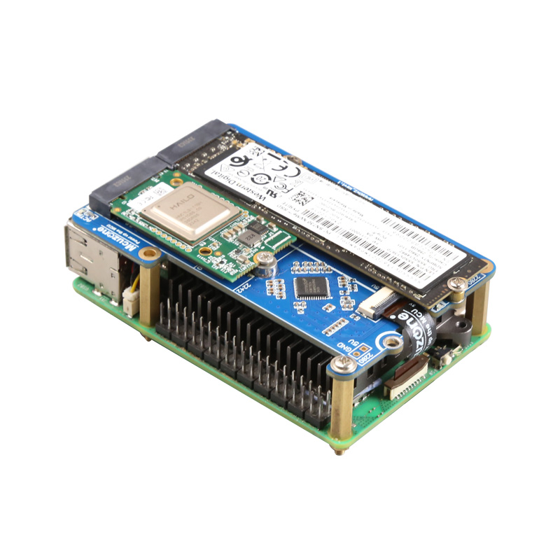 MPSAI HAT 树莓派5 PCIE转M.2 NVMe SSD+Ai转接板 Hailo8